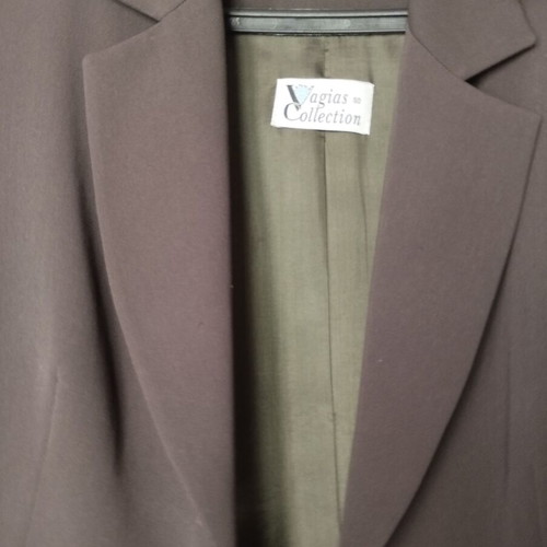 Vintage 3-piece set Vagias Collection gray suit and NOS green blouse size 50