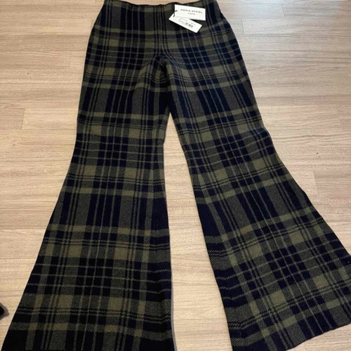 Sonia Rykiel Paris women's plaid pants, elegant fit, wool