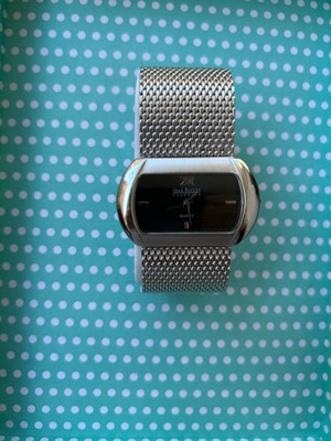 Joan Rivers wristwatch used, women's, black dial, metal strap