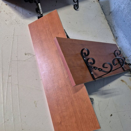 Wooden shelves with modern iron base, set of 3, new