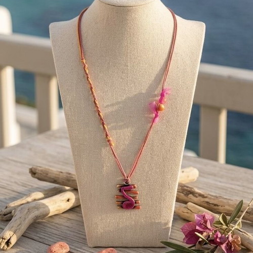 Necklace with musical note on staff, silver motif