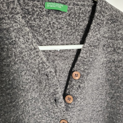 Benetton cardigan size S wool blend like new, gray