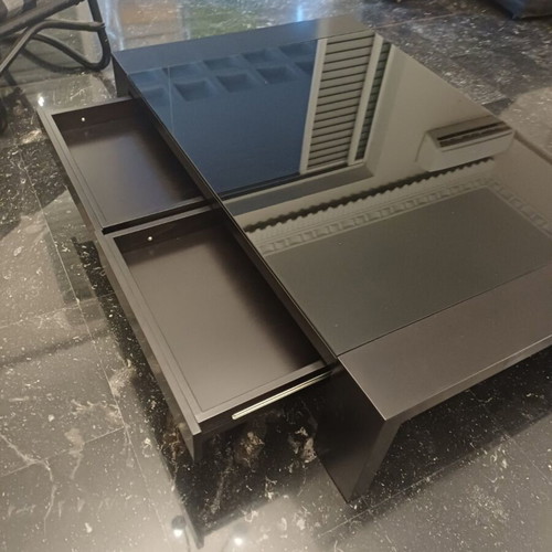 Modern coffee table with 2 internal drawers, black wenge