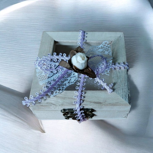 Wooden box for bomboniera 8×8×3cm new