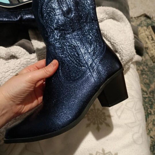 Blue glitter ankle boots new, size 39