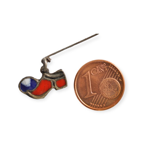 Silver Tsarouhi pin used with enamel vintage