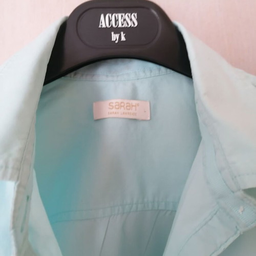 Sarah Lawrence shirt new, cotton stretch fabric, blue turquoise