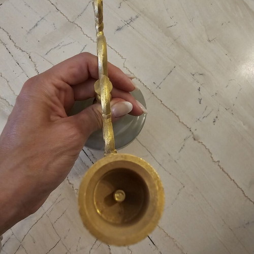 Candlestick like new, decorative metal and marble