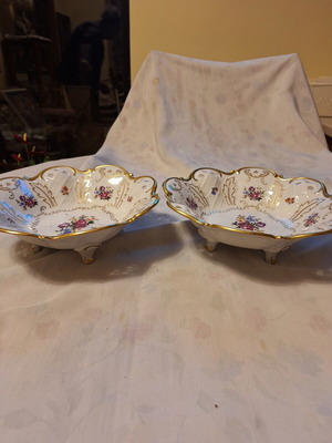 Porcelain plates set from Germany like new, hand-painted with 24k gold