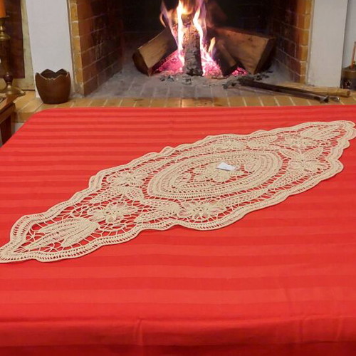 Handmade table runner new, made with saita 92x35, vintage