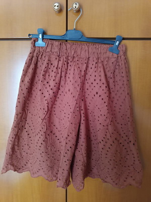 Βαμβακερή βερμούδα Broderie Anglaise καινούργια, one size έως XL, καφέ