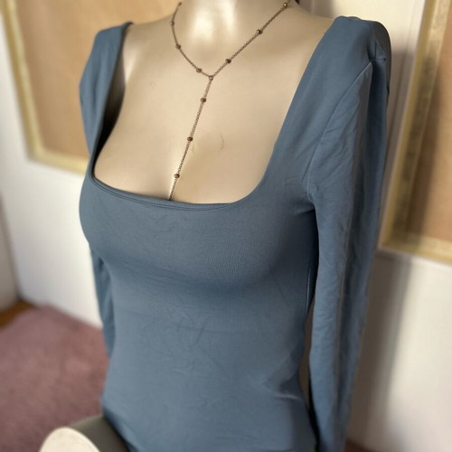 Blue long-sleeve bodysuit Zara like new, size S