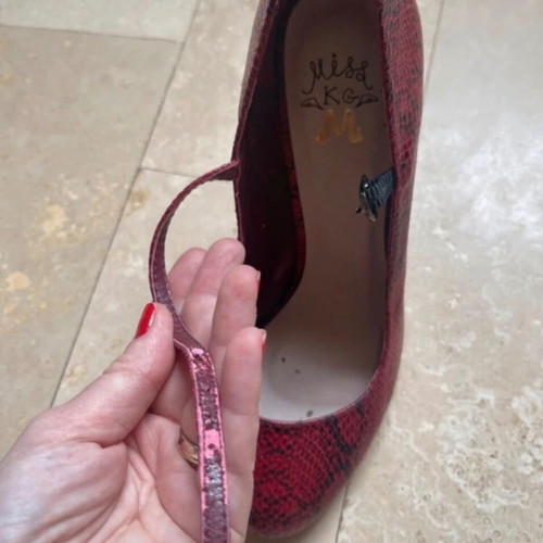 Mary Jane red snake print leather heels like new, size 37