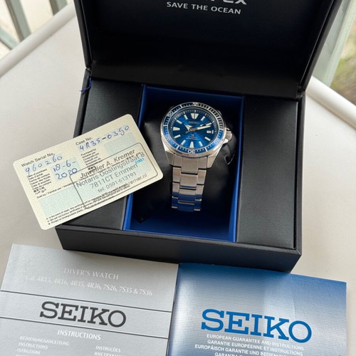 Seiko Prospex Diver's Samurai Save The Ocean automatic 44mm blue like new