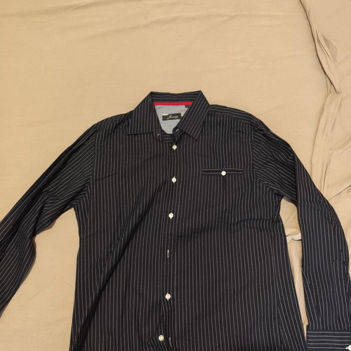 Junky men's striped dress shirt, black, size L