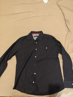 Junky men's striped dress shirt, black, size L