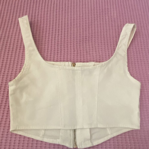 White denim top with zipper, like new, size S