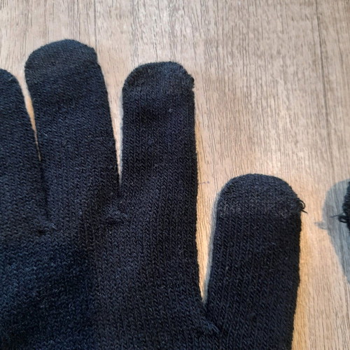 Denim gloves new, black with touchscreen material