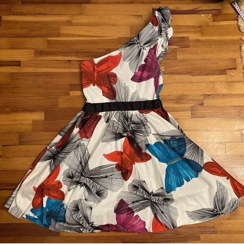 Miss Sixty dress with one shoulder and butterflies medium used