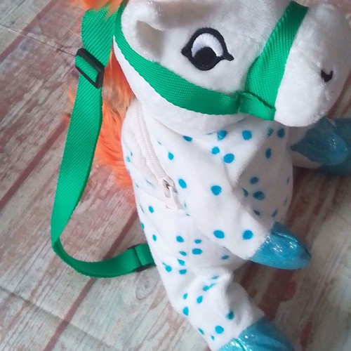 Children's velvet pony Pippi backpack used