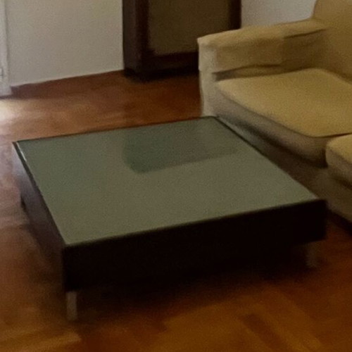 Coffee table 1x1 with glass top and two drawers