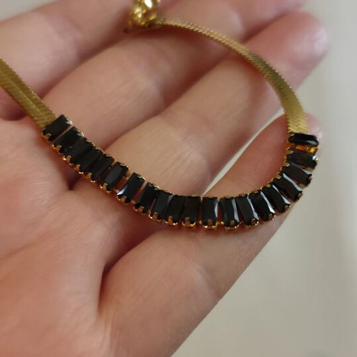 Gold Bracelet with Black Zircons like new
