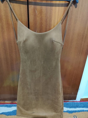 Light brown suede mini dress small with open back used
