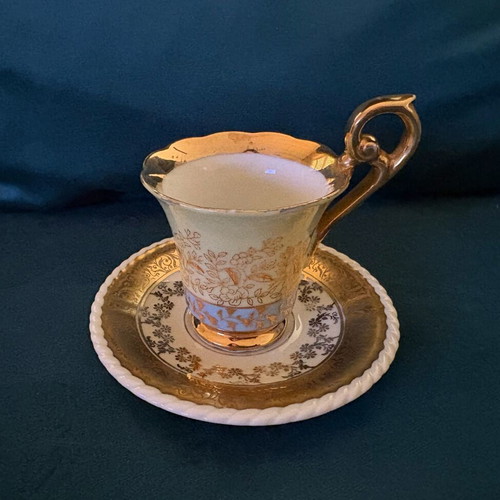 Porcelain vintage cup and saucer Bavaria RW used with floral decoration
