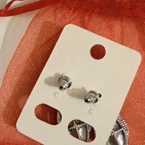 Stainless Steel drop earrings with crystals, silver