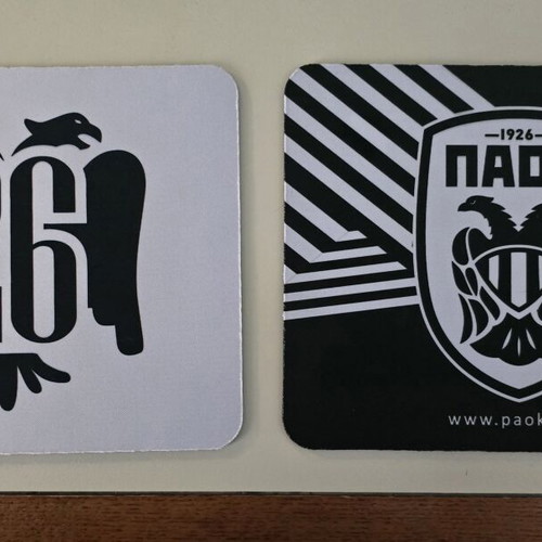 Mouse pads ΠΑΟΚ καινούρια, σετ 2 με επετειακά εμβλήματα