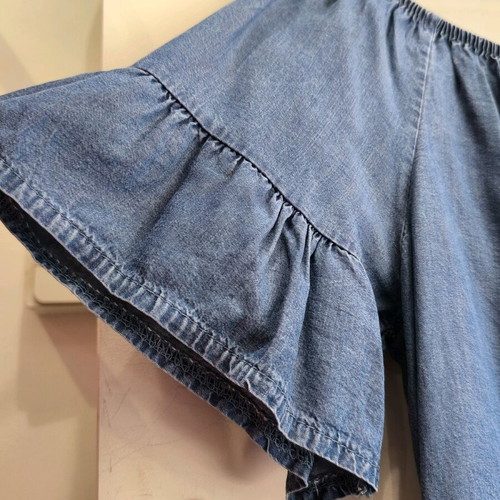 Long blouse used, 100% cotton, blue, size M-L