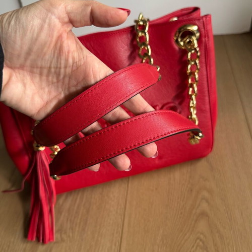 Valentino leather shoulder bag like new, red with dent