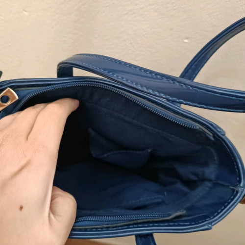 Blue Navy patent look handbag and shoulder bag like new