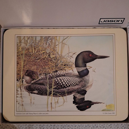Vintage table placemat with aquatic bird unused (1985)