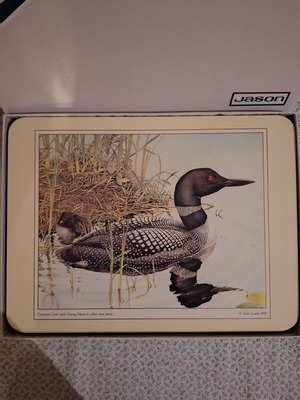 Vintage table placemat with aquatic bird unused (1985)