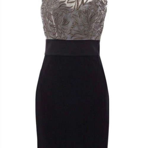 Karen Millen silk dress like new, midi, black and grey