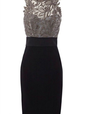 Karen Millen silk dress like new, midi, black and grey