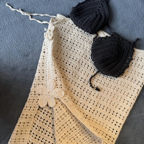 Handmade crochet pareo new, ideal beachwear with yarn