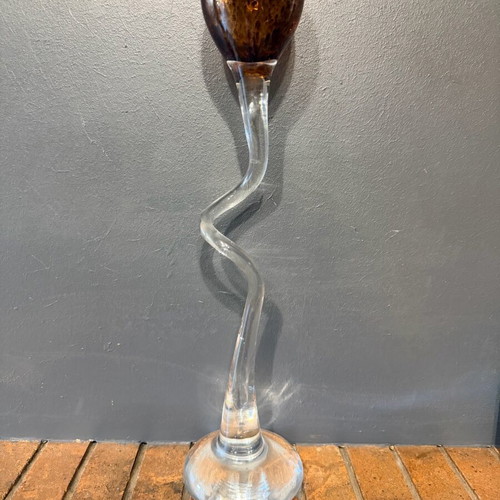 Crystal candlestick transparent 39 cm like new