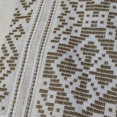 Cretan woven tablecloth new, ecru with khaki-gold patterns
