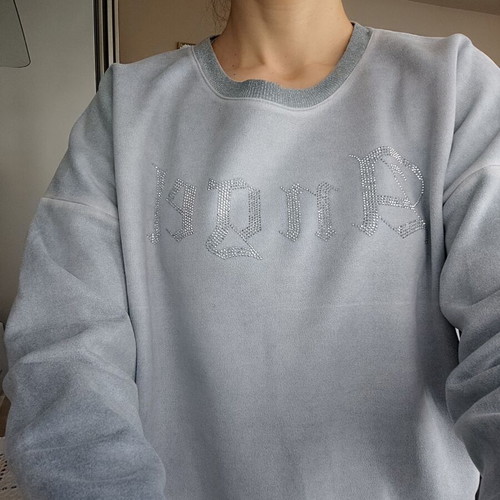 Women's Oversized Cropped Sweatshirt Blue and Silver New