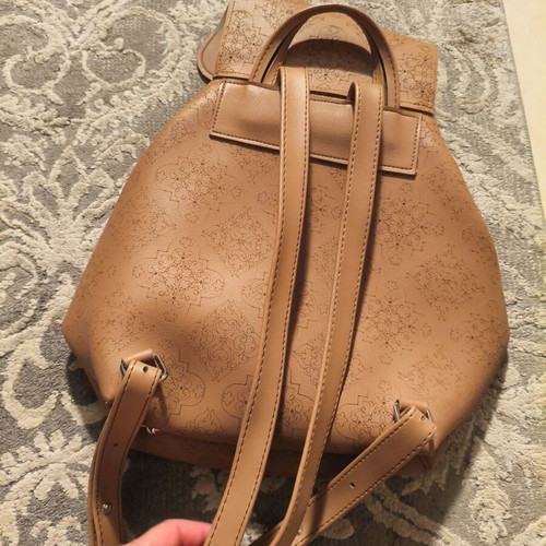 Ophelia backpack made of genuine leather with laser-cut designs like new, brown
