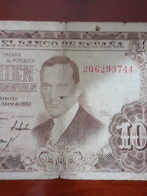 Παλιό Ισπανικό Χαρτονόμισμα 1953 μεταχειρισμένο