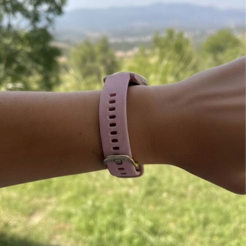 Garmin Vivoactive 4S smartwatch with gold and pink strap, like new