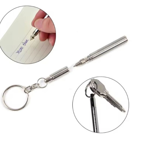 Mini Telescopic Pen Keychain new, stainless steel silver
