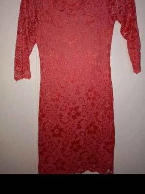 Lace dress coral color, size M