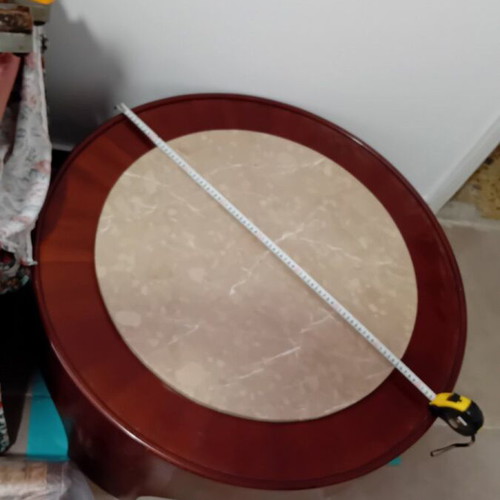 Round coffee table 85cm diameter, like new, wood and marble