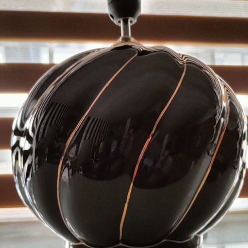 Vintage Italian ceramic table lamp used with gold lines
