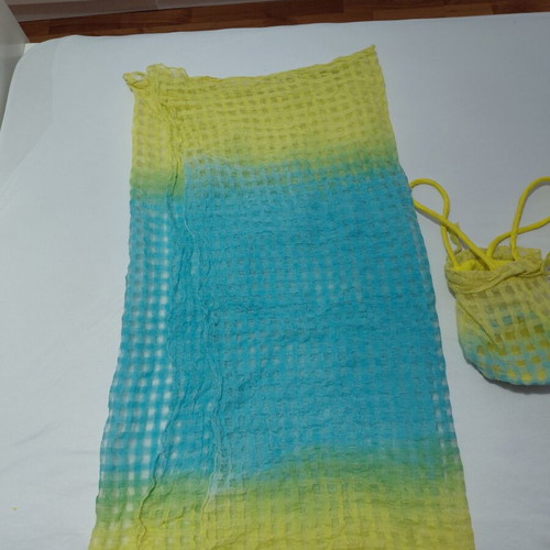 Pareo or scarf with pouch case, like new, multicolor