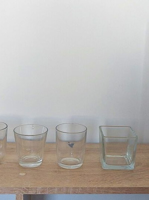 Set of 7 glass jars, large and small
